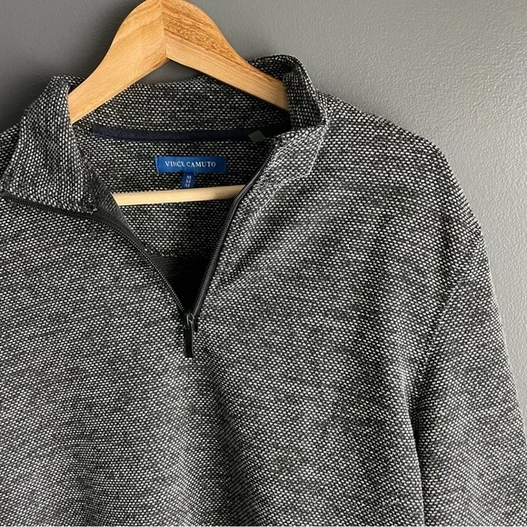 Vince Camuto Quarter Zip Black and White Performance Pullover - Picture 6 of 6